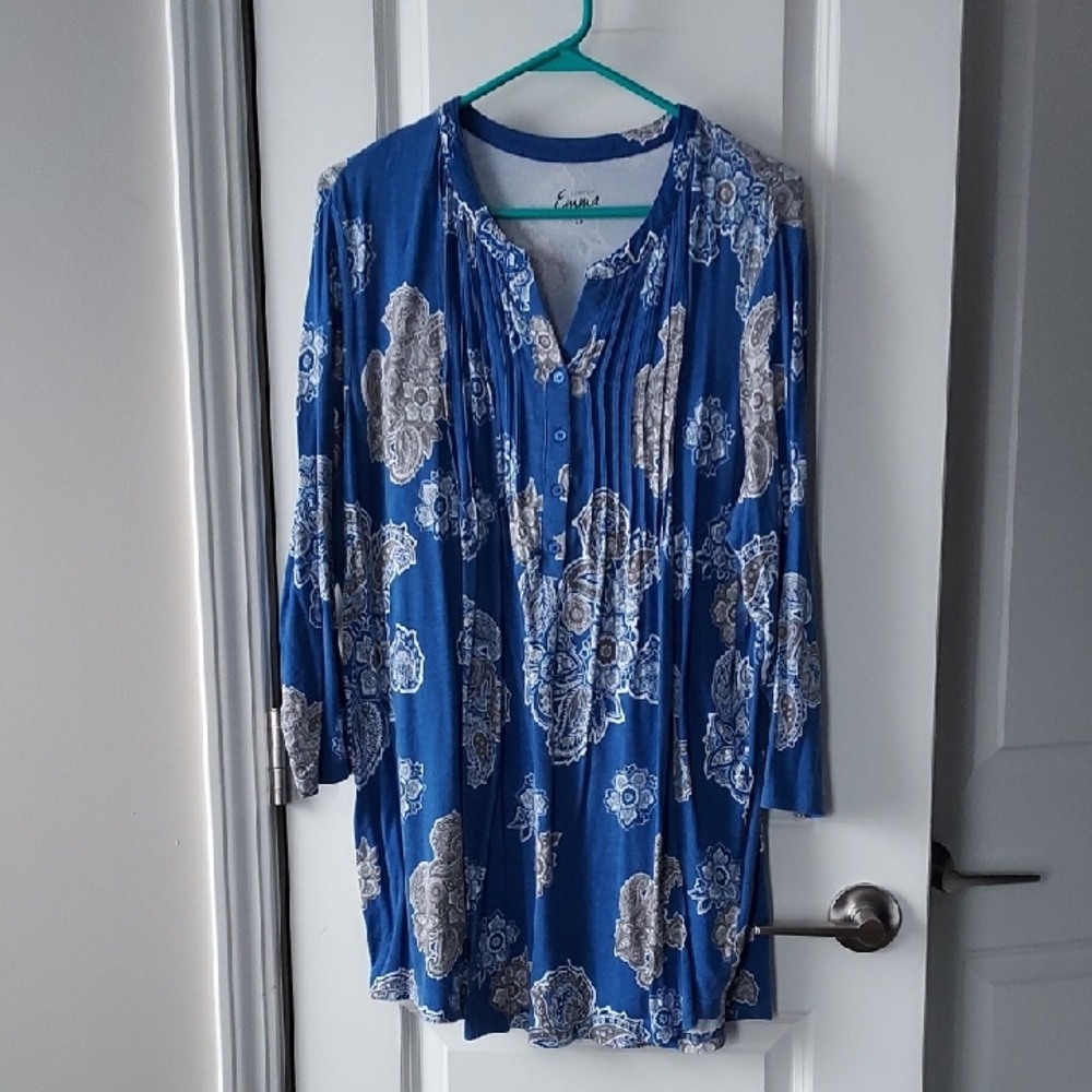 Simply Emma Blue and White Patterned Tunic 2x